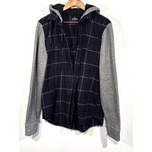 Hollister Button Down Shirt Hooded Shirt Jacket Size Large